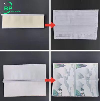 자동 노트북 뒷 척추 스트립 포장 기계 BPBB30L2F 두 개의 커버 피더와 고등학교 노트북 결합을위한 차가운 접착제 또는 뜨거운 접착제 기능과 함께